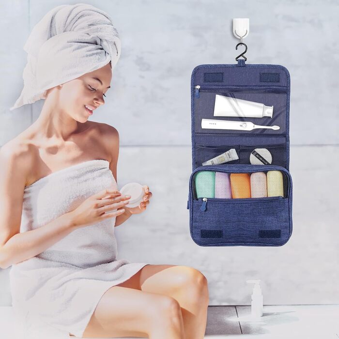 AiQInu Сумка для туалетних речей з гачком, унісекс, складана, для подорожей, турквезева