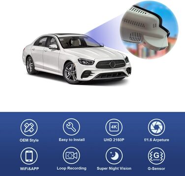 Відеореєстратор Fitcamx для Mercedes-Benz E-Class W212 (2010-2016) 4K WiFi з картою 64GB
