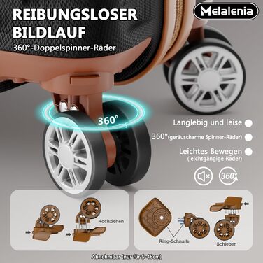 Набір валіз Melalenia 7шт з жорстким корпусом, легкий, на 4 колесах, з TSA-замком. Включає косметичку, сумку для подорожей та кулькову сумку. Чорний колір.