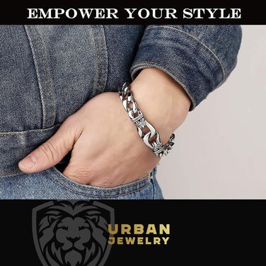 Чоловічий браслет URBAN JEWELRY з нержавіючої сталі, чорний, 23 см (з подарунковою коробкою бренду)