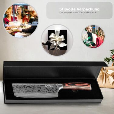 Nakiri Messer Aryum Premium 17 см - Японський ніж для овочів з нержавіючої сталі, ергономічний, гострий та довговічний