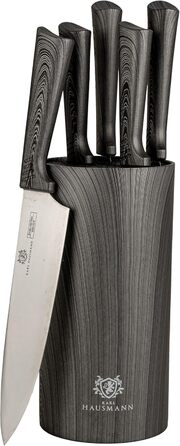 Набір ножів Karl Hausmann 5 предметів: ніж, підставка - кухонні ножі з нержавіючої сталі (сірий колір дерева)