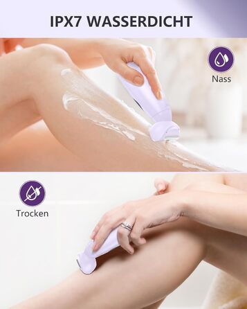 Електричний жіночий тример 3-в-1 для тіла, обличчя, Bikinizone, ніг, USB-зарядка, водонепроникний IPX7, білий (фіолетовий)