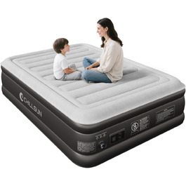 Надувна двоспальна матрац ChillSun з електричним насосом, самонадувна за 3 хвилини, з велюровою поверхнею, для дому, 191x137x46 см