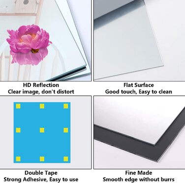 Дзеркальні плитки самоклеючі 40x30 см (2 шт.) - акрилові дзеркала для стін, 2.5 мм