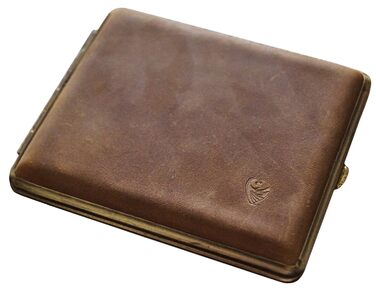 GERMANUS Cigarette Case, Made in Germany, Wild Rind (Wild Bull), brown, 100 mm