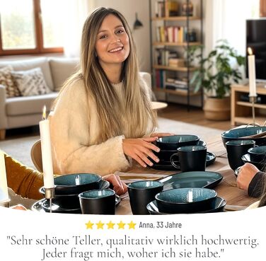 Набір посуду Steingut Ibiza 48 предметів на 12 осіб - Petrol (Чистий Living)