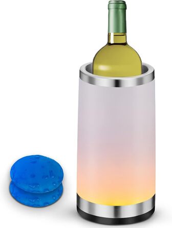 Elrigs Wine Cooler with Ambient RGB Touch Lamp | Bottle Cooler with 2 Cooling Pads for 750ml Champagne/Wine | Ideal as a Wine Gift for Women/Men | Wine Accessory for Party/Dinner