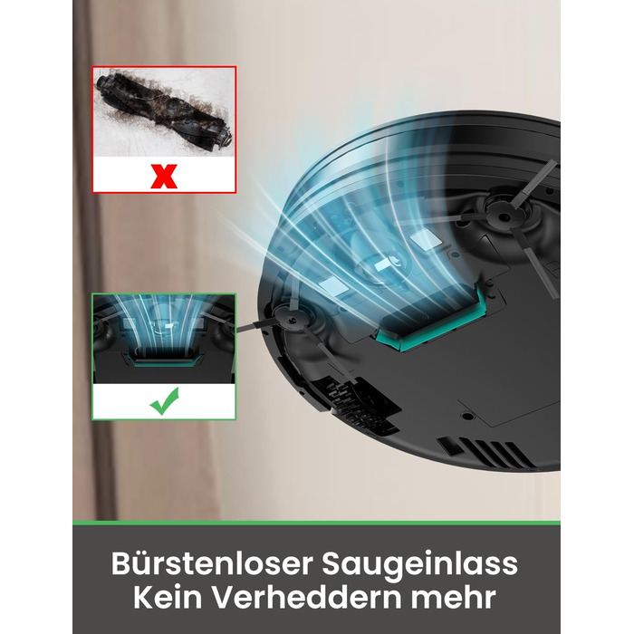 Робот-пилосос Vexilar з функцією миття підлоги, бездротовий, 10000Pa, LiDAR-навігація, 180 хв роботи, керування через додаток та голосовий помічник (W6)