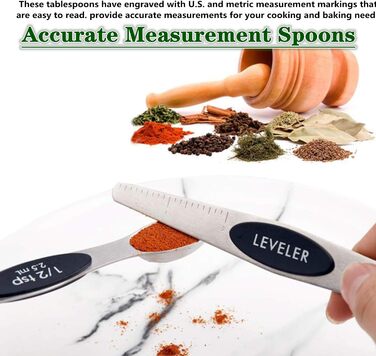 Набір мірних ложок Meiyijia з нержавіючої сталі (8 шт.) - для сухих та рідких інгредієнтів, з магнітною основою