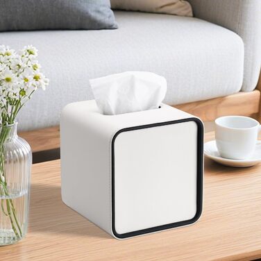 Скріпка для серветок GORESE, шкіряна, квадратна, біла (15x15x15.8 см)