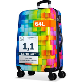 Валіза NOWI з жорстким корпусом, середнього розміру, 68L, 8 коліс, 360°, ABS, з кодовим замком та телескопічною ручкою – для подорожей, ручної поклажі, середній розмір, Trolley