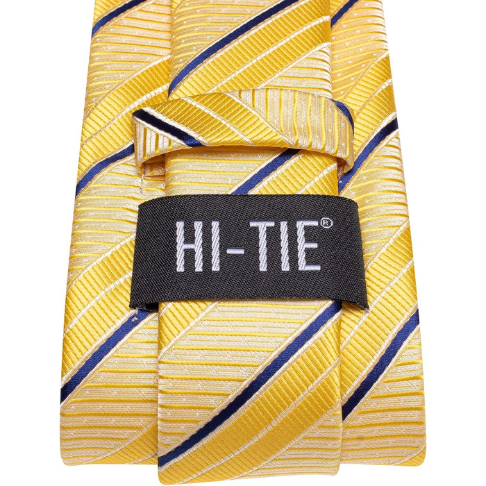 Чоловічий набір краваток Hi-Tie: шовкові краватки, хустинка, запонки та зажим для краватки (рожевий, блакитний, чорний, жовтий)