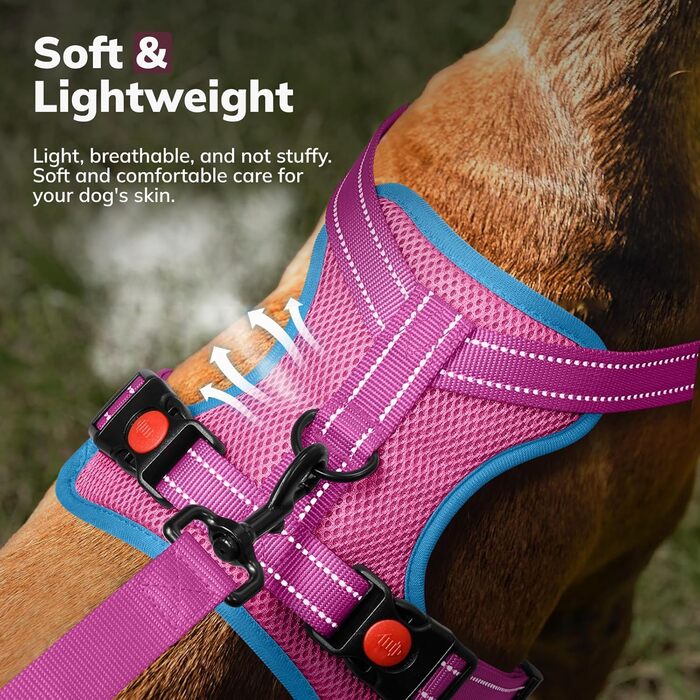 Нашийник для собак FAYOGOO з відбиваючими елементами, не тягне, м'який, з підкладкою, для маленьких, середніх та великих собак (рожевий, XS)