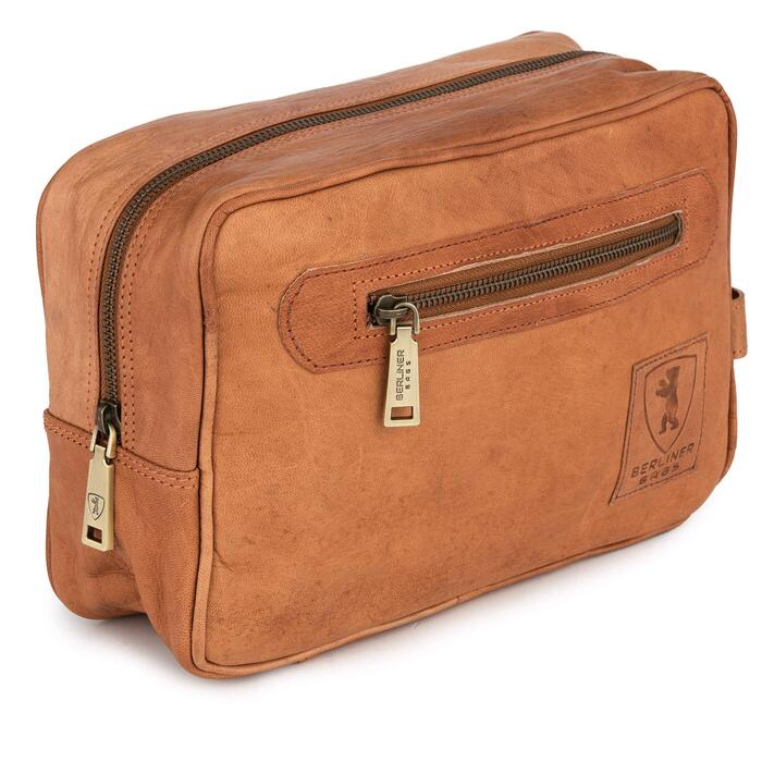 Шкіряна косметичка для подорожей Berliner Bags Vintage Paul, унісекс, коричнева (1 відділення)