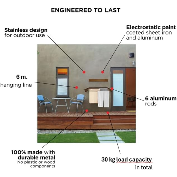 Настінна сушарка для білизни - розкладна, компактна, чорна/сіра (100 см)