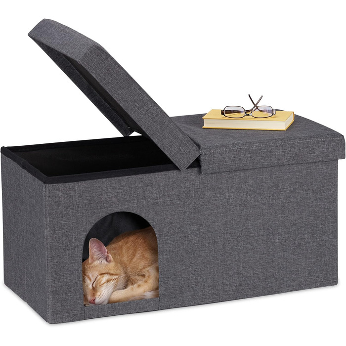 Кігтечка для котів Relaxdays, складана лавка, сіра, 38,5 x 74,5 x 37 см