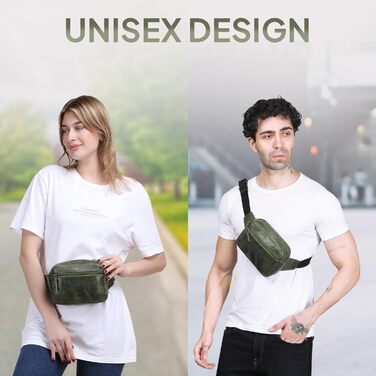 Сумка на пояс шкіряна TheAntiq, 20,3 x 12,7 x 7,6 см (8 x 5 x 3 дюйми), з багатьма кишенями, регульованим ремінцем, для подорожей та повсякденного використання, зелена