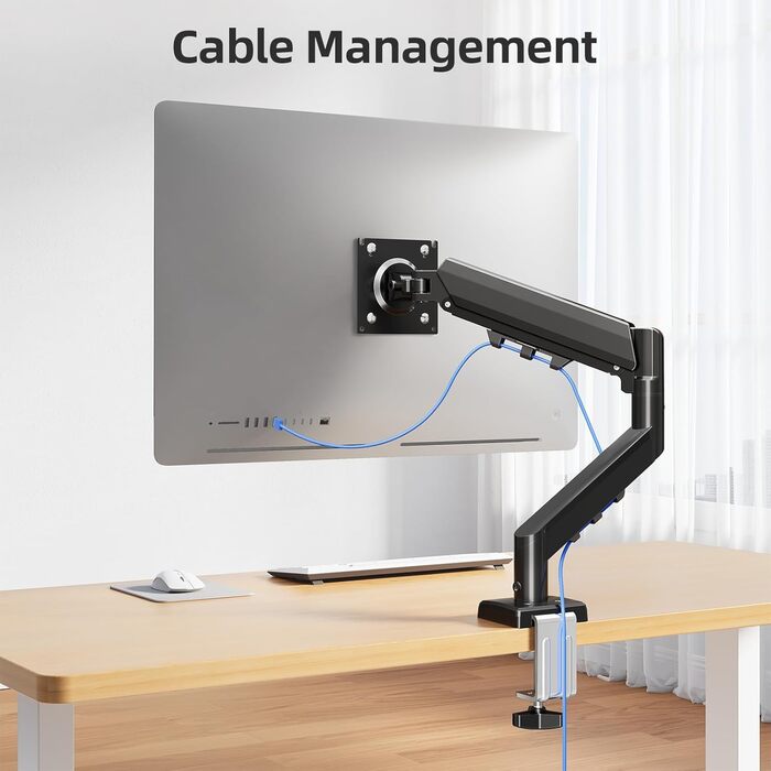 Кріплення для монітора MOUNTUP, 13-32 дюйми, 2-9 кг, VESA 75/100mm, газ-амортизатор, 360° оберт, регулювання висоти, нахил, EU8015B, Single arm