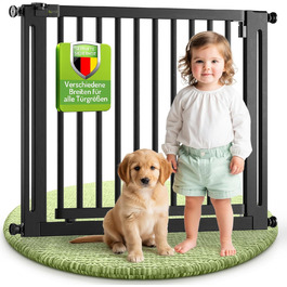 Захист від травм для дітей BOMI Miko: дерев'яні ворота для дверей, без свердління, кут 90°, ширина 63-71 см, чорний колір