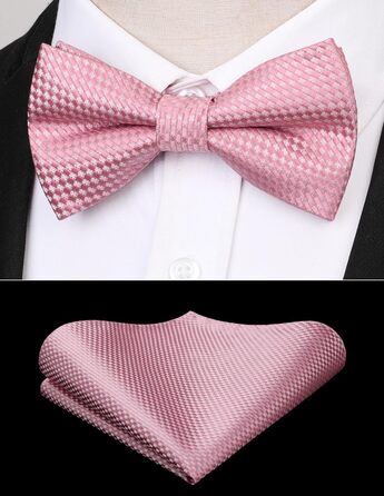 Краватка-метелик чоловіча Enlision з кишеньковим хустинкою - Комплект краваток для весілля, пов'язування, костюма, з подарунковою коробкою (Рожевий 2)
