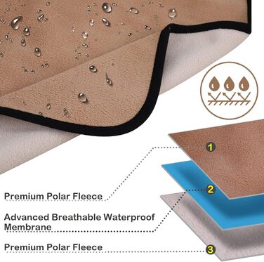 Водонепроникний коврик для собак PETTOM 152x127см, м'який коврик для великих і маленьких собак, захисний коврик для дивану, ліжка, автокрісла, меблів - 30°C, (L, Коричневий верблюд)