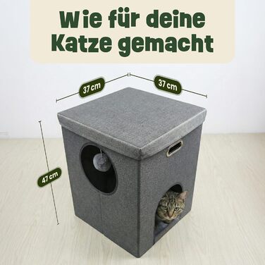 Будиночок-печера для котів Zooprinz Katzenhöhle – затишна печера для котів, тепле котяче ліжко бежевого кольору з подушкою, котячий будиночок для дому як місце для укриття та відпочинку (46 × 41,5 × 60 см)