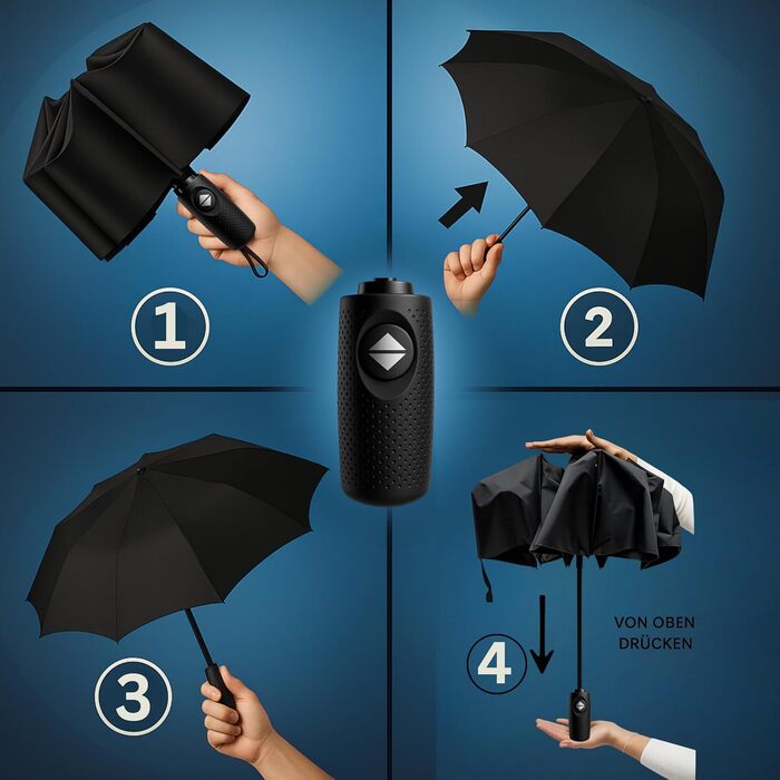 Стійкий до вітру парасолька Rainroyal Drytogo Зелений, Ø100 см: компактний, автоматичний, для жінок та чоловіків