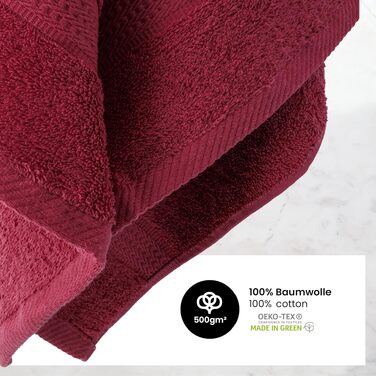 Набір махрових рушників BaSaTex Premium, 8 шт., 50x100 см, бавовна, з петлею для підвішування, сертифікат Öko-Tex Made in Green, бордовий