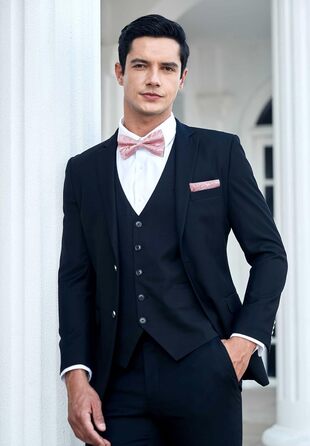 Метелик HISDERN для чоловіків з кишеньковим хустинкою, однотонний, регульований, для смокінгу, весілля, вечірки (E Altrosa 1)