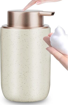 Дозатор для миючого засобу та рідкого мила GIRLUFO, 350 мл, бежевий, з великим насосом. Наповнюваний дозатор для ванної кімнати та кухні. Легкий у використанні.