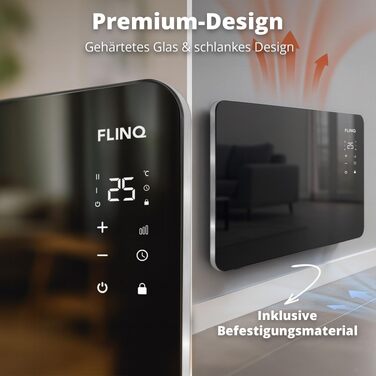 Розумний конвектор FlinQ Smart 2000W, електричний обігрівач (96 x 46 x 13 см), чорний