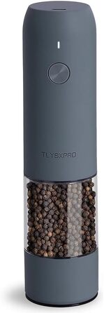 Електрична мельниця для солі та перцю, USB-зарядка, автоматична, регулювання помелу, LED-підсвітка, поповнювана, кухонний аксесуар (1 шт, салатовий зелений) (блакитно-сірий)