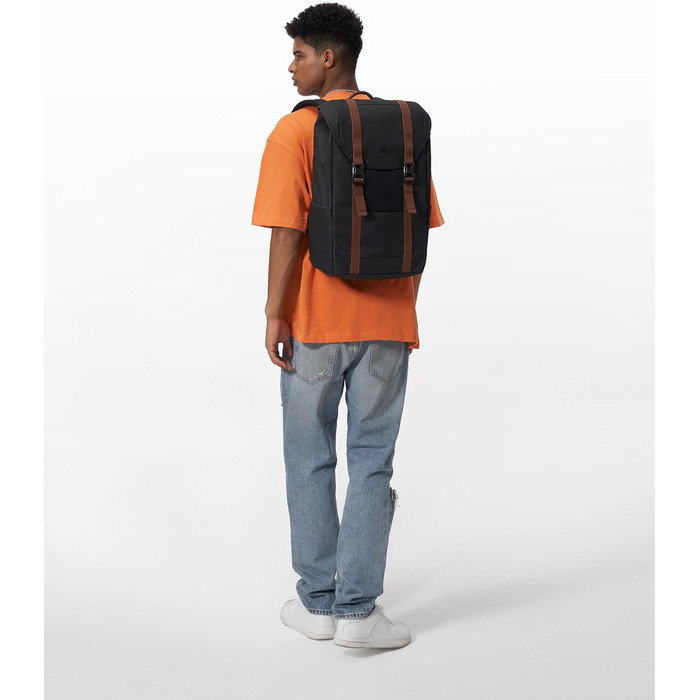Tomtoc Laptop Backpack for Women and Men, Vintage Daypack Daypack Casual Backpack with 22 Liters for Everyday Use, Leisure, University, School, Classic Backpacks Fits 13-15.6 Inch Laptops, Black
