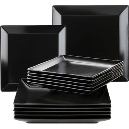 MÄSER Manhattan City: Сервіз столовий на 6 осіб з порцеляни, чорний