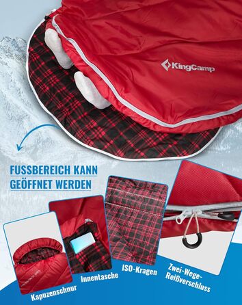 KingCamp XXL 3-Season Sleeping Bag - Oversized Adult Sleeping Bag for Camping, Backpacking, Hiking, Indoor & Outdoor Use - Thick & Warm