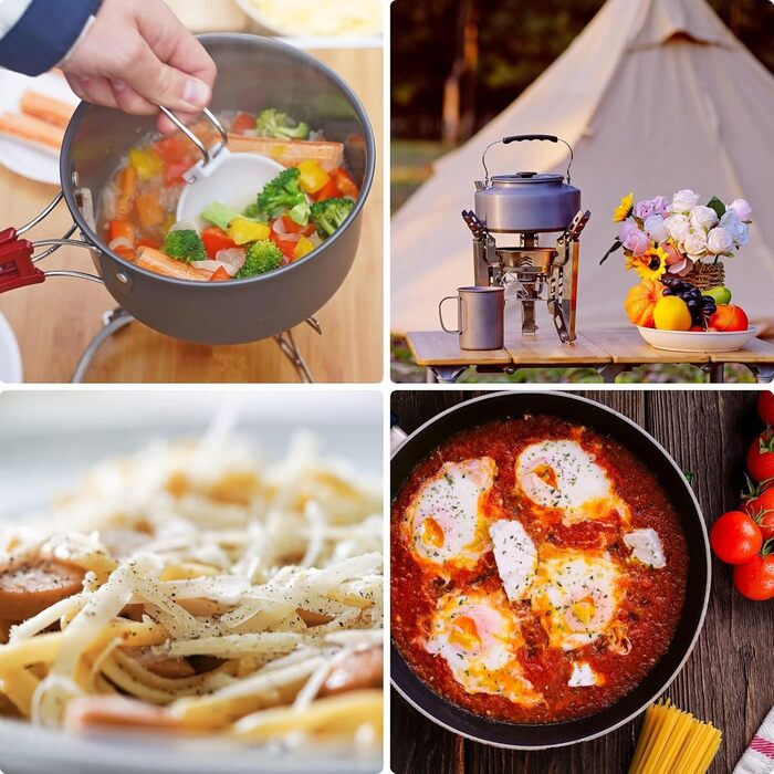 Набір кухонного посуду Bulin для кемпінгу та пікніків (24/13/11/8/4 шт.) – посуд для походів, пікніків та відпочинку на природі