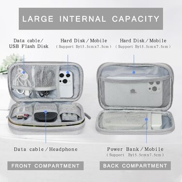 Органайзер для кабелів Skycase: сумка-чохол для аксесуарів, USB, Power Bank, 19 x 11 x 5.5 см (Lila, Army Green)