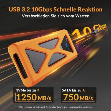 Зовнішній корпус-адаптер iDsonix M.2 NVMe та SATA SSD на USB 3.2 Gen 2 10Gbps, алюмінієвий, підтримує M-Key/B+M Key, розміри 2230/2242/2260/2280, USB-A/USB-C