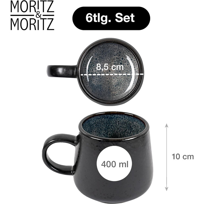 Набір столового посуду Moritz & Moritz Solid з кераміки (кам'яної маси), 12 предметів на 4 особи, антрацит