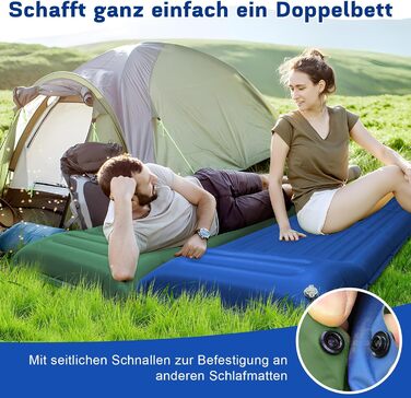 MILFECH Килимок для кемпінгу самонадувний, 14 см, з інтегрованими подушками та насосом для ніг, ультралегкий, водонепроникний, для відпочинку на природі, зелений (блакитний)