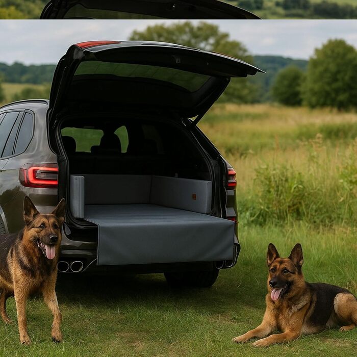 Килимок для собак у багажник Golden Dog, захист сидінь авто, штучна шкіра, сірий, 110 x 90 см