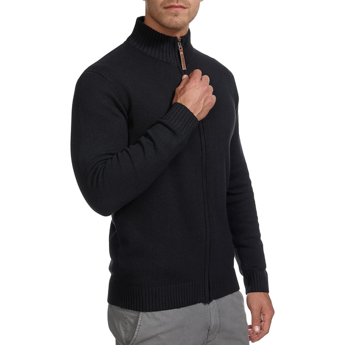 Кардиган чоловічий Indicode INut з високим коміром та блискавкою | В'язана жилетка для чоловіків (S, Чорний)