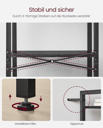 VASAGLE 4-Tier Regal mit offener Ablage