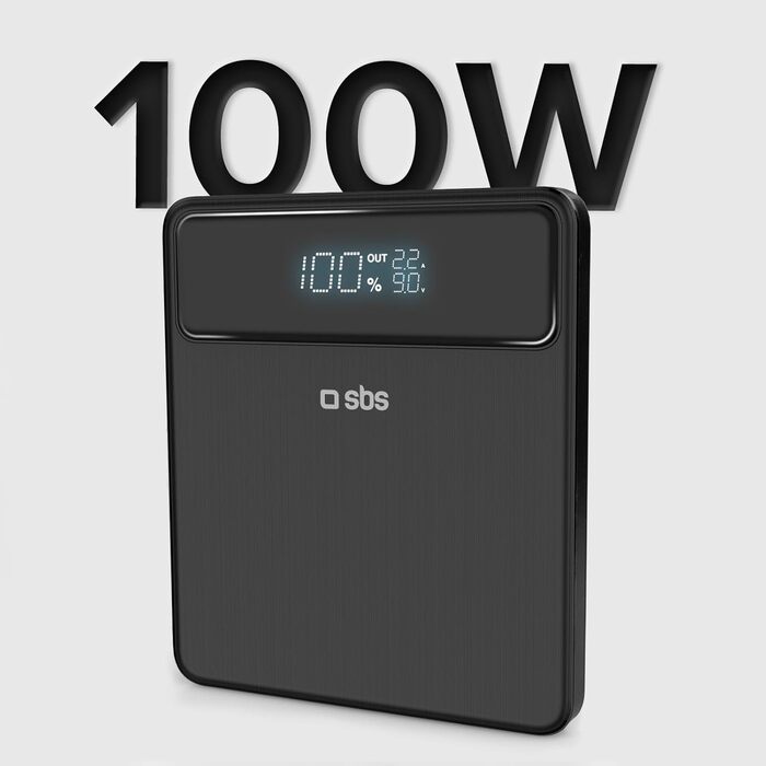 PowerBank SBS 20000 mAh 100W з LCD-дисплеєм: заряд для ноутбука, телефону, планшета, MacBook, iPad