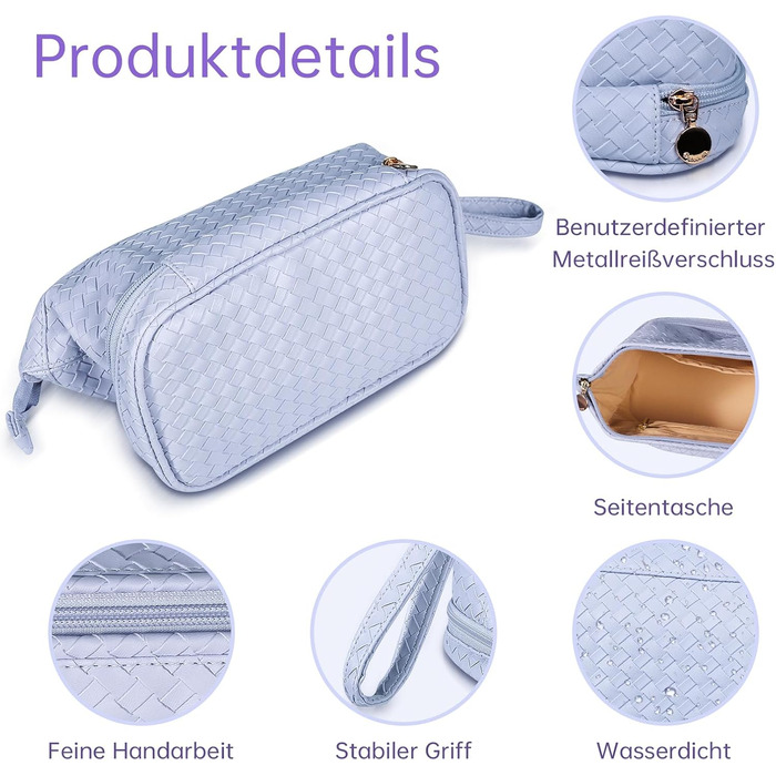 Косметичка для жінок велика водонепроникна з відділенням для пензлів, органайзер для макіяжу, косметичка для подорожей, велика косметичка з пензленицею (B-фіолетовий)