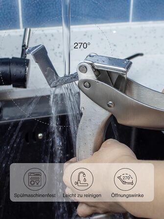 Преміум-прес для часнику з нержавіючої сталі EN 1.4301 – не потребує очищення, придатний для миття в посудомийній машині, інтегрований дизайн, легко чистити, 5 років гарантії