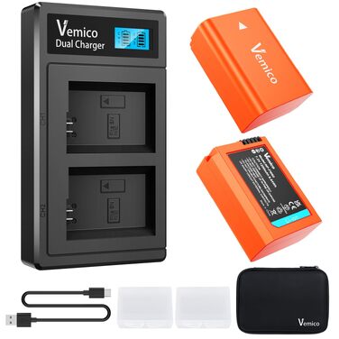 Комплект акумуляторів Vemico NP-FW50 (2 шт. по 1200mAh) та зарядний пристрій з USB-C для камер Sony