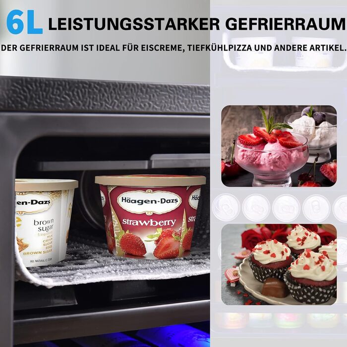 Міні-холодильник 76L з морозильною камерою, чорний, для напоїв та продуктів