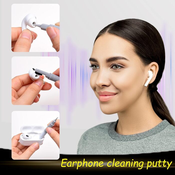 Набір для чищення електроніки Camkix 6-в-1: ключ для зняття кришок, губка для чищення, очищувач для наконечників, серветки для чищення. Підходить для клавіатур, навушників, слухових апаратів, смартфонів та ноутбуків.